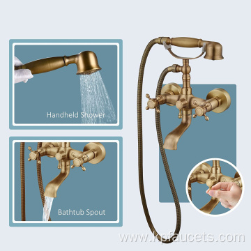 Freestanding Shower Brushed Gold Clawfoot Faucet